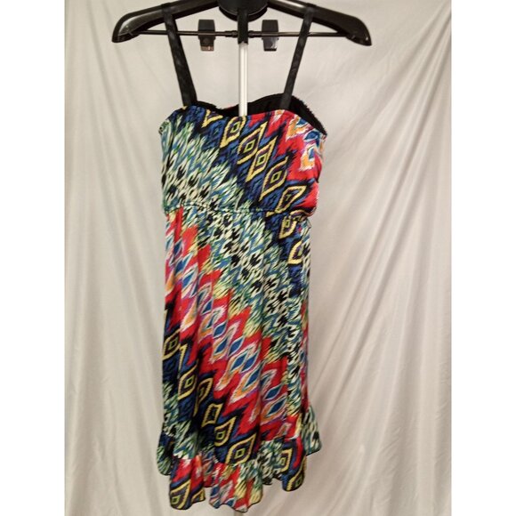 city triangles Junior's Blue Red Geometric Ruffle Mini Dress Size M - Picture 4 of 6